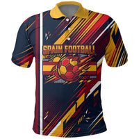 Spain Football Road To Championship Polo Shirt Bull Mascot Flying Soccer Ball - Dynamic Speed Stripes
