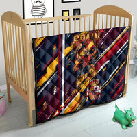 Spain Football Road To Championship Quilt Bull Mascot Flying Soccer Ball - Dynamic Speed Stripes