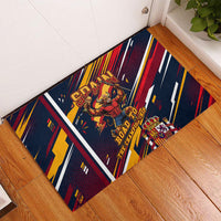 Spain Football Road To Championship Rubber Doormat Bull Mascot Flying Soccer Ball - Dynamic Speed Stripes