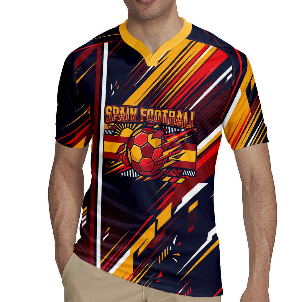 Spain Football Road To Championship Rugby Jersey Bull Mascot Flying Soccer Ball - Dynamic Speed Stripes
