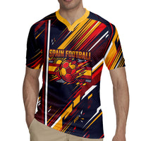 Spain Football Road To Championship Rugby Jersey Bull Mascot Flying Soccer Ball - Dynamic Speed Stripes