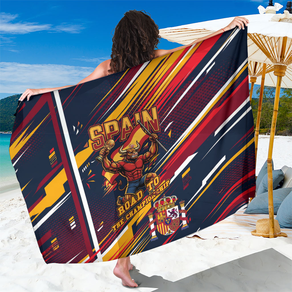 Spain Football Road To Championship Sarong Bull Mascot Flying Soccer Ball - Dynamic Speed Stripes