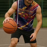 Spain Football Road To Championship Sleeveless Hoodie Bull Mascot Flying Soccer Ball - Dynamic Speed Stripes