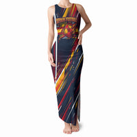 Spain Football Road To Championship Tank Maxi Dress Bull Mascot Flying Soccer Ball - Dynamic Speed Stripes