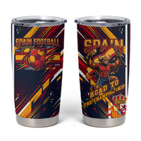 Spain Football Road To Championship Tumbler Cup Bull Mascot Flying Soccer Ball - Dynamic Speed Stripes
