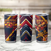 Spain Football Road To Championship Tumbler Cup Bull Mascot Flying Soccer Ball - Dynamic Speed Stripes