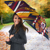 Spain Football Road To Championship Umbrella Bull Mascot Flying Soccer Ball - Dynamic Speed Stripes