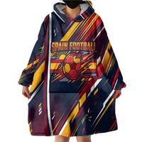 Spain Football Road To Championship Wearable Blanket Hoodie Bull Mascot Flying Soccer Ball - Dynamic Speed Stripes