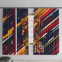 Spain Football Road To Championship Window Curtain Bull Mascot Flying Soccer Ball - Dynamic Speed Stripes