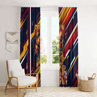 Spain Football Road To Championship Window Curtain Bull Mascot Flying Soccer Ball - Dynamic Speed Stripes