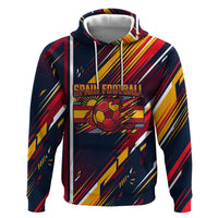 Spain Football Road To Championship Zip Hoodie Bull Mascot Flying Soccer Ball - Dynamic Speed Stripes
