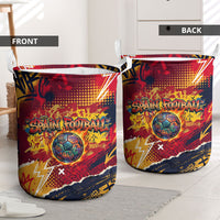 Spain Football Rule The Pitch Laundry Basket Urban Graffiti Soccer Player Flaming Ball