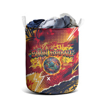 Spain Football Rule The Pitch Laundry Basket Urban Graffiti Soccer Player Flaming Ball