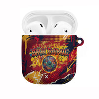 Spain Football Rule The Pitch AirPods Case Urban Graffiti Soccer Player Flaming Ball