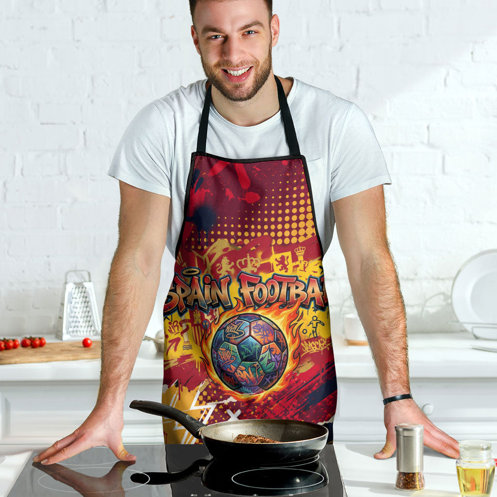 Spain Football Rule The Pitch Apron Urban Graffiti Soccer Player Flaming Ball