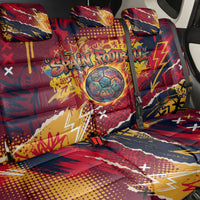 Spain Football Rule The Pitch Back Car Seat Cover Urban Graffiti Soccer Player Flaming Ball