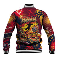 Spain Football Rule The Pitch Baseball Jacket Urban Graffiti Soccer Player Flaming Ball