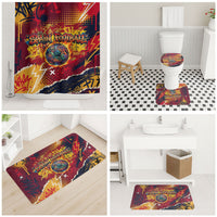 Spain Football Rule The Pitch Bathroom Set Urban Graffiti Soccer Player Flaming Ball