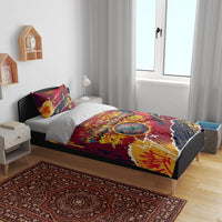 Spain Football Rule The Pitch Bedding Set Urban Graffiti Soccer Player Flaming Ball