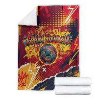 Spain Football Rule The Pitch Blanket Urban Graffiti Soccer Player Flaming Ball