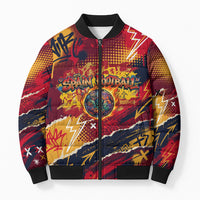 Spain Football Rule The Pitch Bomber Puffer Jacket Urban Graffiti Soccer Player Flaming Ball