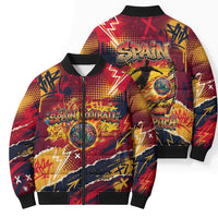 Spain Football Rule The Pitch Bomber Puffer Jacket Urban Graffiti Soccer Player Flaming Ball