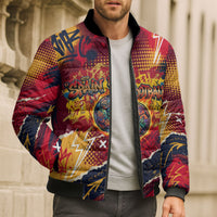 Spain Football Rule The Pitch Bomber Puffer Jacket Urban Graffiti Soccer Player Flaming Ball