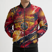 Spain Football Rule The Pitch Bomber Puffer Jacket Urban Graffiti Soccer Player Flaming Ball