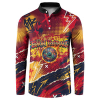 Spain Football Rule The Pitch Button Sweatshirt Urban Graffiti Soccer Player Flaming Ball