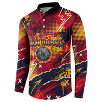 Spain Football Rule The Pitch Button Sweatshirt Urban Graffiti Soccer Player Flaming Ball