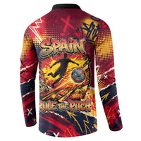 Spain Football Rule The Pitch Button Sweatshirt Urban Graffiti Soccer Player Flaming Ball