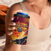 Spain Football Rule The Pitch 4 in 1 Can Cooler Tumbler Urban Graffiti Soccer Player Flaming Ball