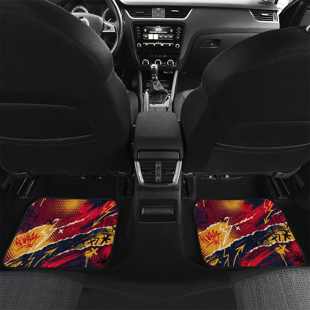 Spain Football Rule The Pitch Car Mats Urban Graffiti Soccer Player Flaming Ball