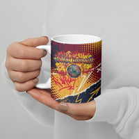 Spain Football Rule The Pitch Ceramic Mug Urban Graffiti Soccer Player Flaming Ball