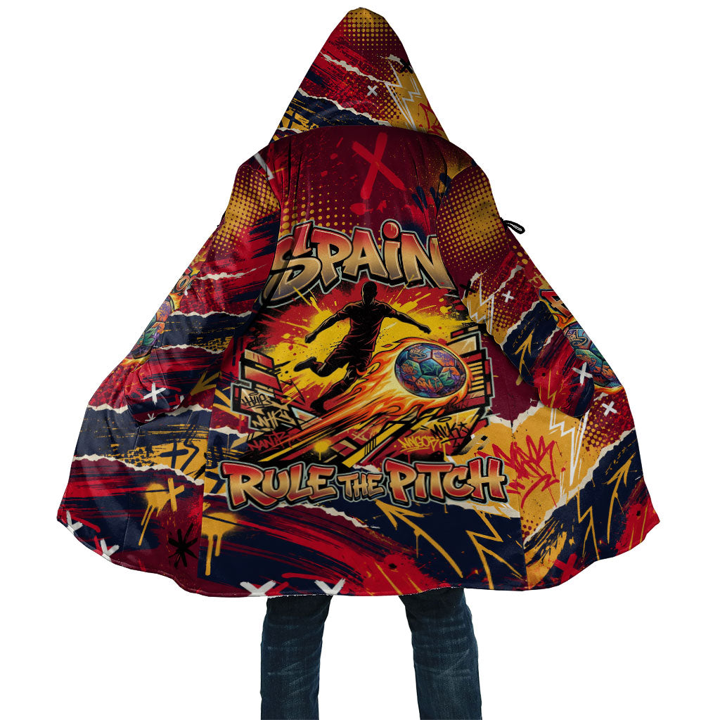 Spain Football Rule The Pitch Cloak Urban Graffiti Soccer Player Flaming Ball
