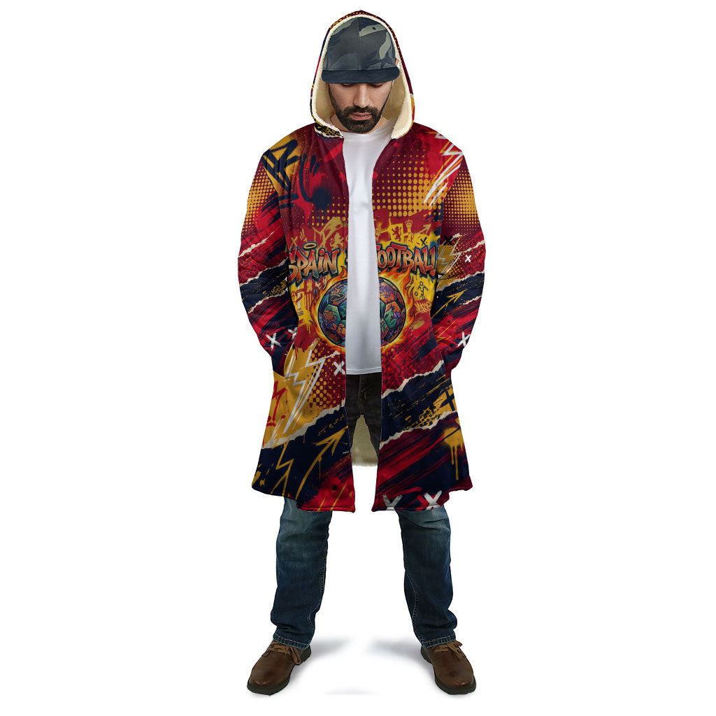 Spain Football Rule The Pitch Cloak Urban Graffiti Soccer Player Flaming Ball