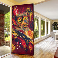 Spain Football Rule The Pitch Door Cover Urban Graffiti Soccer Player Flaming Ball