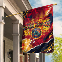 Spain Football Rule The Pitch Garden Flag Urban Graffiti Soccer Player Flaming Ball