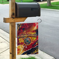 Spain Football Rule The Pitch Garden Flag Urban Graffiti Soccer Player Flaming Ball