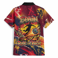 Spain Football Rule The Pitch Hawaiian Shirt Urban Graffiti Soccer Player Flaming Ball