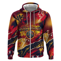 Spain Football Rule The Pitch Hoodie Urban Graffiti Soccer Player Flaming Ball