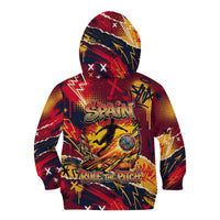 Spain Football Rule The Pitch Kid Hoodie Urban Graffiti Soccer Player Flaming Ball