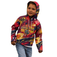 Spain Football Rule The Pitch Kid Hoodie Urban Graffiti Soccer Player Flaming Ball