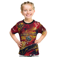 Spain Football Rule The Pitch Kid T Shirt Urban Graffiti Soccer Player Flaming Ball