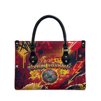 Spain Football Rule The Pitch Leather Bag Urban Graffiti Soccer Player Flaming Ball