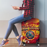 Spain Football Rule The Pitch Luggage Cover Urban Graffiti Soccer Player Flaming Ball