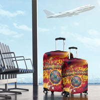 Spain Football Rule The Pitch Luggage Cover Urban Graffiti Soccer Player Flaming Ball