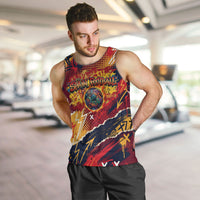Spain Football Rule The Pitch Men Tank Top Urban Graffiti Soccer Player Flaming Ball