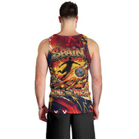 Spain Football Rule The Pitch Men Tank Top Urban Graffiti Soccer Player Flaming Ball