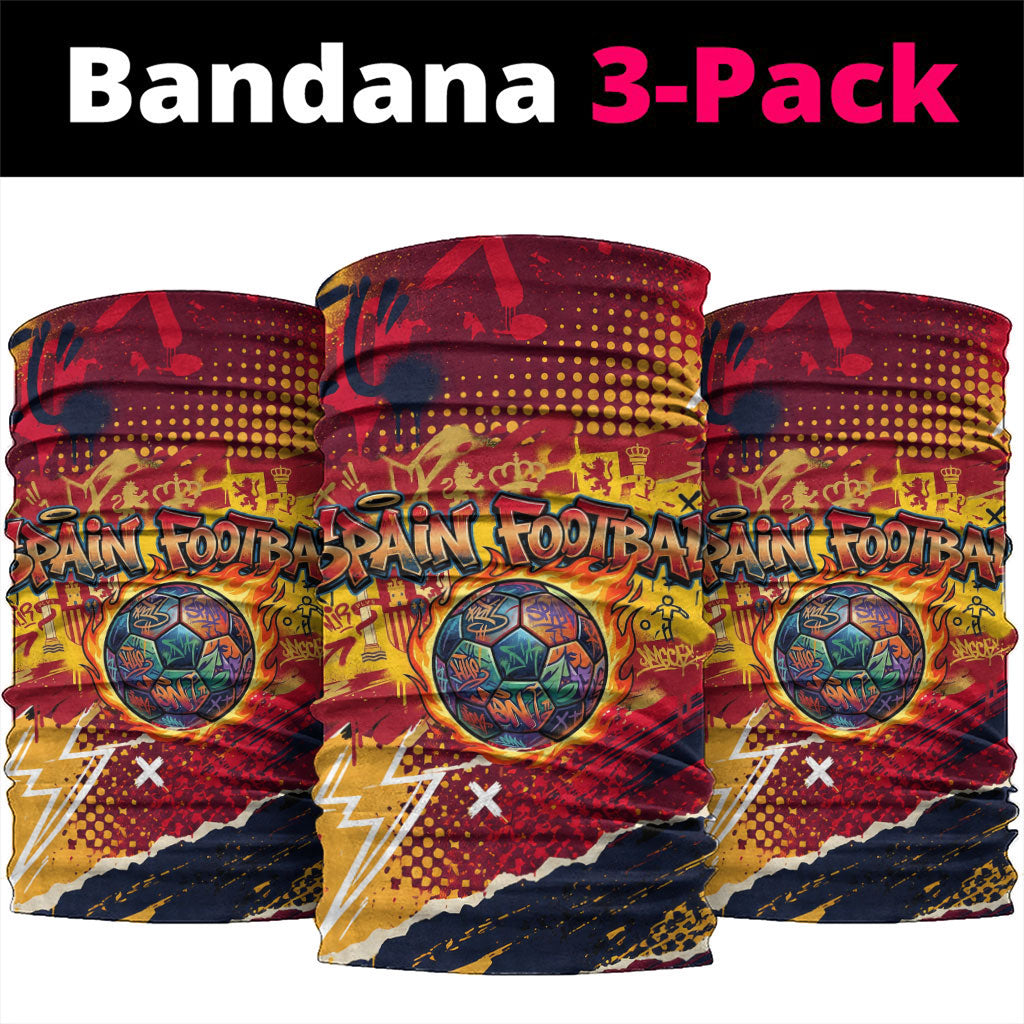 Spain Football Rule The Pitch Neck Gaiter Urban Graffiti Soccer Player Flaming Ball